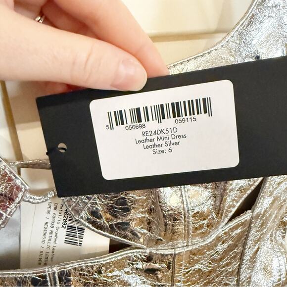 NWT NEW David Koma Metallic Crushed Leather Mini Dress - Picture 6 of 13